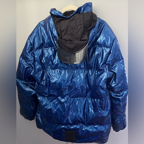 New Mr & Mrs Italy Metallic Blue Padded Rain Coat Size Medium - Picture 4 of 14